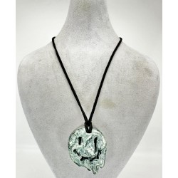 Siyah Derili Mermer Desenli Doğal Taşlı Kolye